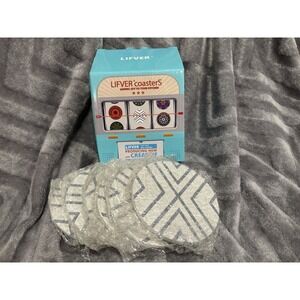 LIFVER Coasters for Drinks, Absorbent‎ Coaster Set of 6 with Cork Grey-line